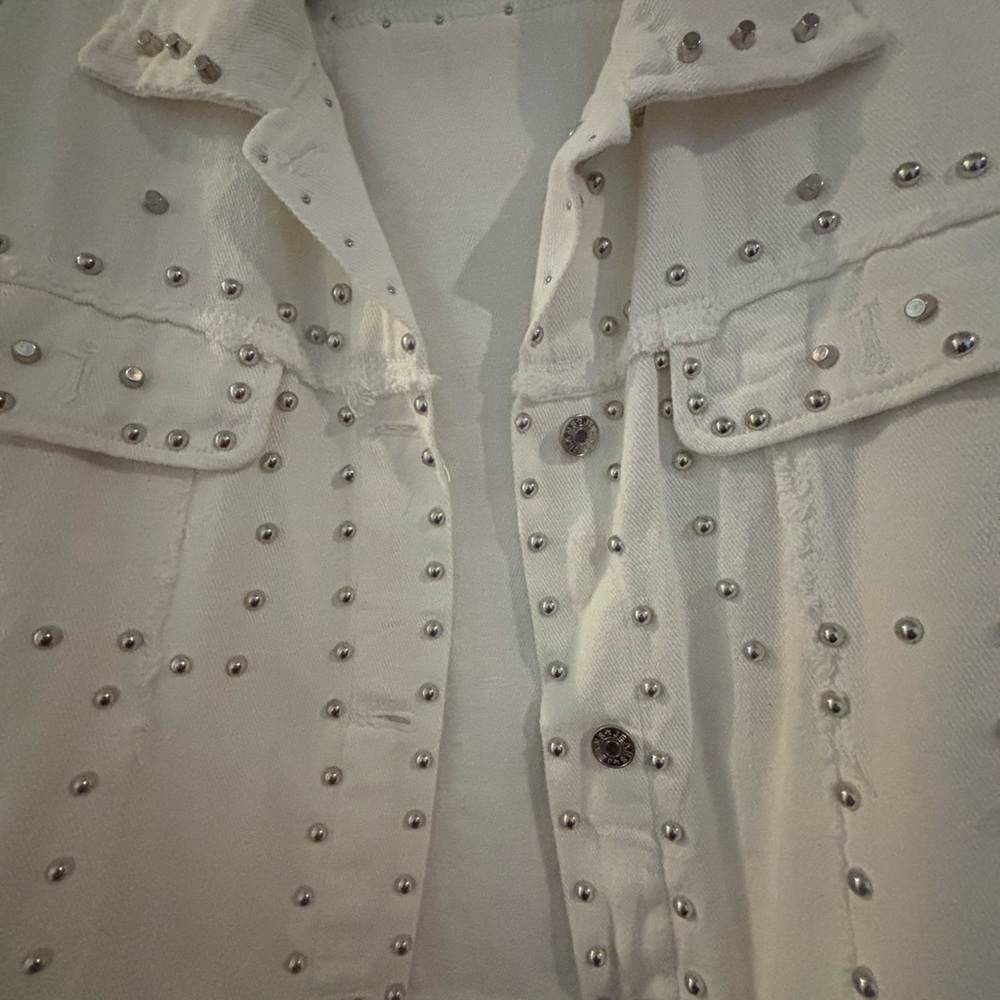 Studded White Denim Jacket - Picture 3 of 4